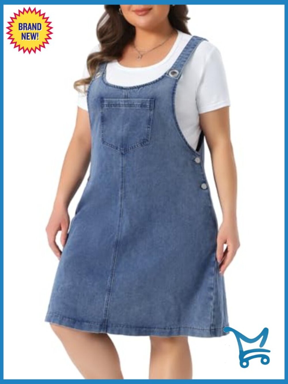 Plus Size Denim Overalls Dress Suspenders Skirt Jumper Jean Overall Bib Dress - Picture 2 of 6